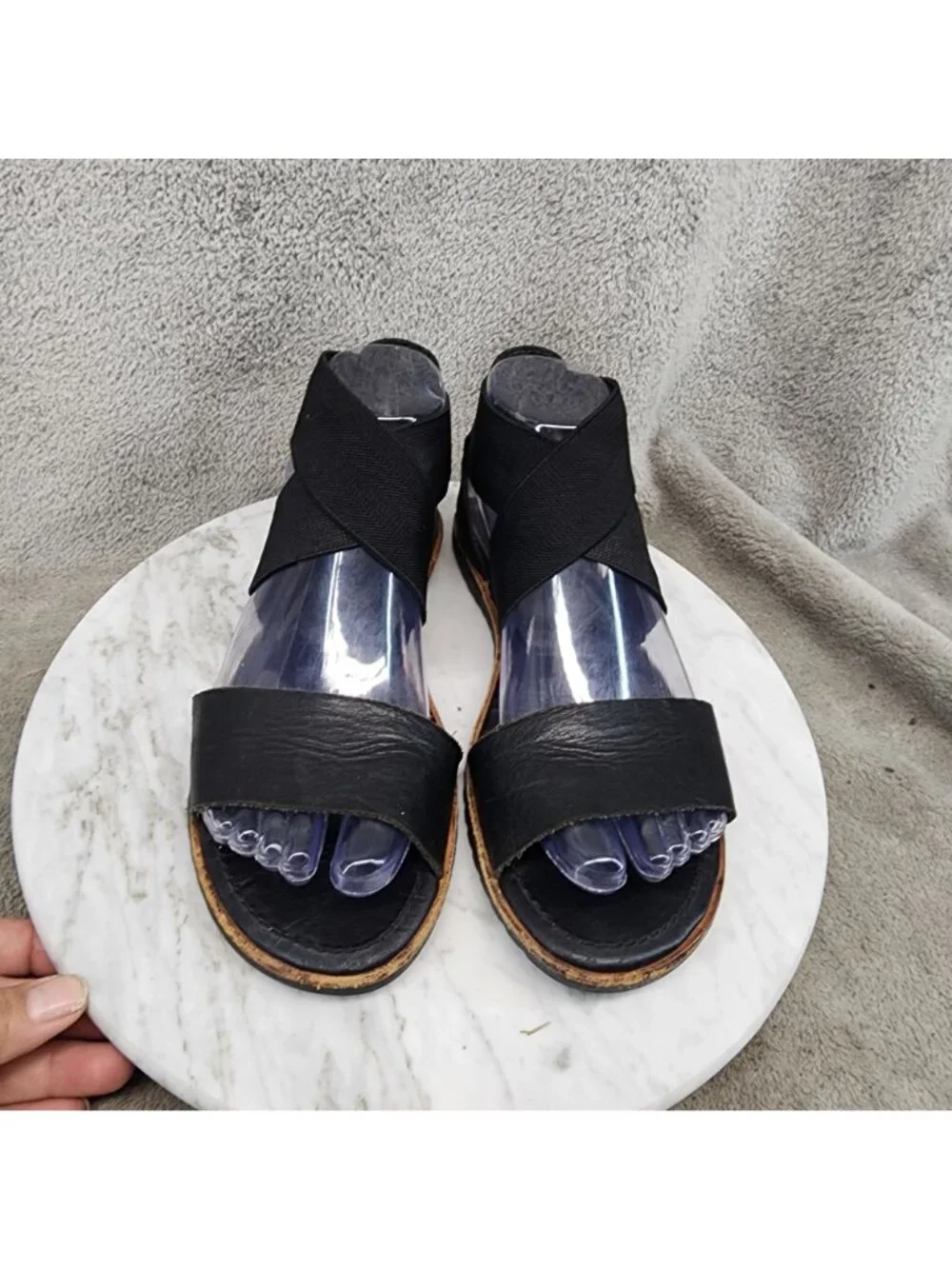 Sorel Shoes Womens Size 6.5 Ella Black Leather Sandals *Read*